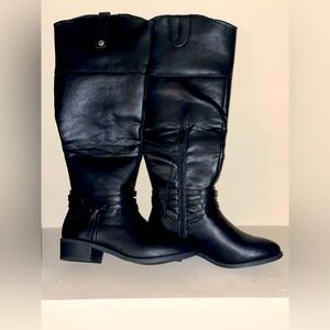 Kate Park Black Knee High Boots Black Size 6.5 Half Zipper NWOB NWOT